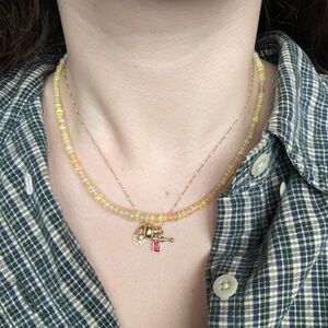 Solid Gold Beaded Opal Necklace